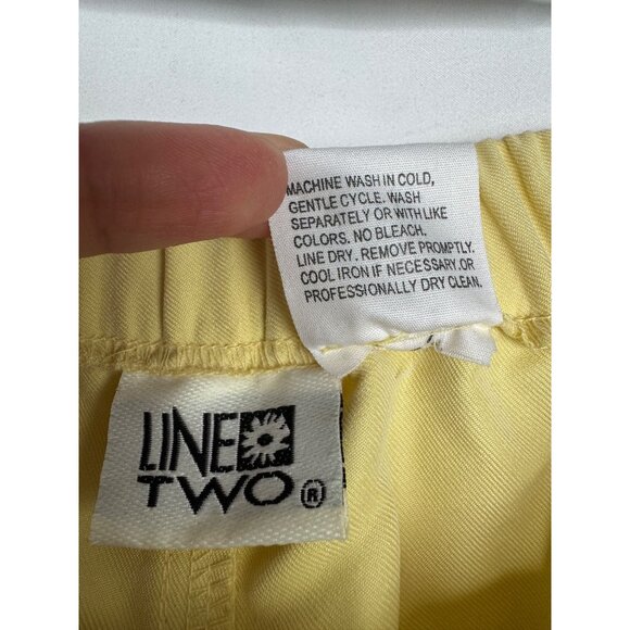Vintage Line Two Butter Yellow Elastic Waist Stretchy Work Pants Size Large - Picture 5 of 7
